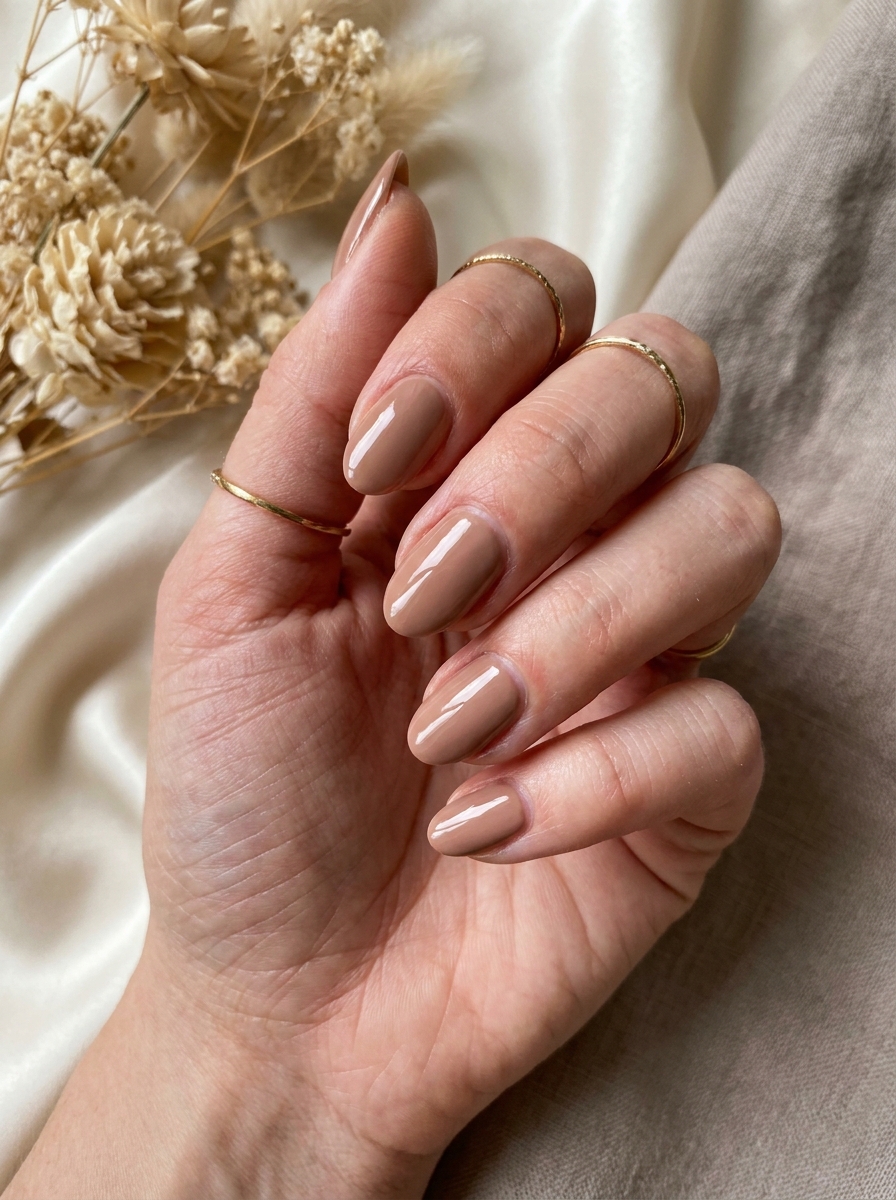 Mocha Nude Wedding Nails als Fall Wedding Nails Inspiration 2026